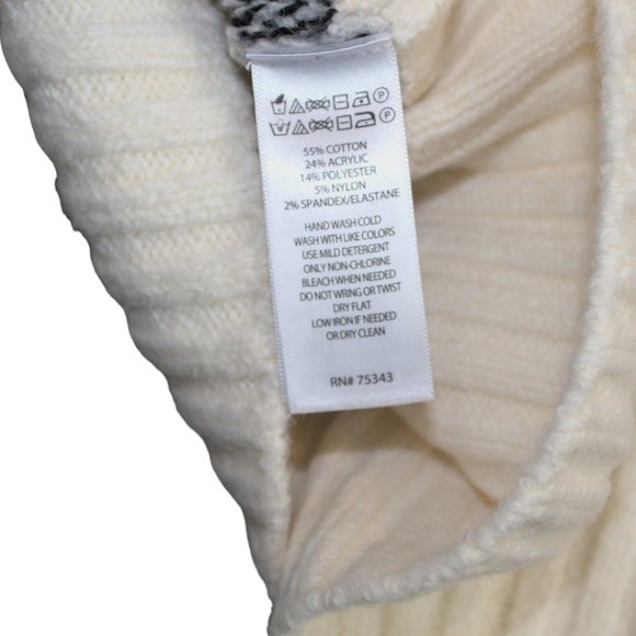 Artelier Nicole Miller Med Mock Neck Fair Isle Ribbed Knit Sweater Pullover Soft - Picture 11 of 11